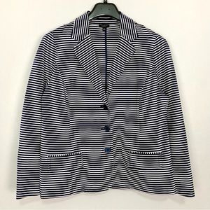Talbots Stripe Ponte Knit Blazer Women’s Size 2X Petite Button Front Pockets